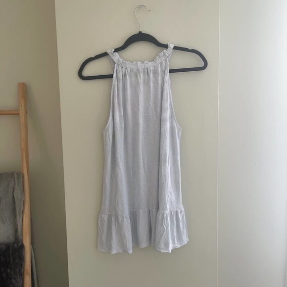 Loft Striped Ruffle Halter Flounce Top Size Large - Picture 2 of 6